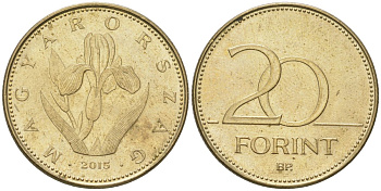 Венгрия 20 форинтов 2015 BP KM 696 никель латунь 4548-1217