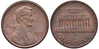 США 1 цент 1984 D KM 201b цинк плакированный медью 4549-916