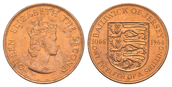 Джерси 1/12 шиллинга 1966 900 лет Нормандскому завоеванию KM 26 бронза UNC 4634-311