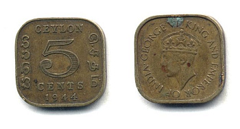 ЦЕЙЛОН 5 ЦЕНТОВ 1944 25-327