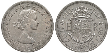 Великобритания 1/2 кроны 1960 Елизавета II (1952-2022) KM 907, Spink 4145 медно-никель 4131-635