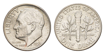 США 1 дайм (10 центов) 1953 KM 195 серебро 4639-225