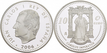 Испания 10 евро 2006 M, Выдающиеся европейцы - Карл V KM 1122 серебро PROOF 11-262-11