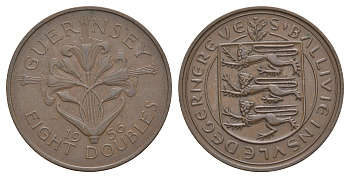 Гернси 8 дублей (даблов) 1956 KM 16 бронза 4545-536