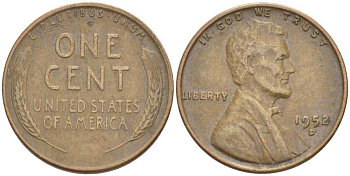 США 1 ЦЕНТ 1952 D, ЛИНКОЛЬН KM А132 медь цинк 3309-725