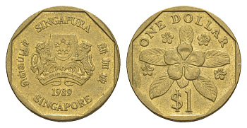Сингапур 1 доллар 1989 KM 54b алюминиевая бронза 4638-1233