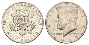 США 1/2 доллара (50 центов) 1979 Джон Кеннеди KM A202b медь плакированная медно-никелем aUNC 4536-1211