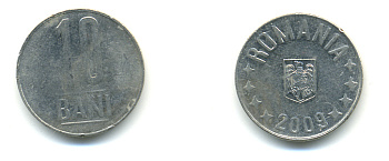 Румыния 10 бань (бани) 2009 KM 191 сталь плакированная никелем 176-951