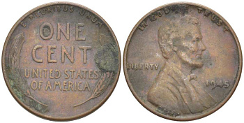 США 1 ЦЕНТ 1945 ЛИНКОЛЬН KM А132 медь цинк 218-934
