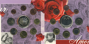 Бельгия евронабор из 8 монет + жетон 2003 свадьба, в оригинальном буклете UNC 1-5-3-3