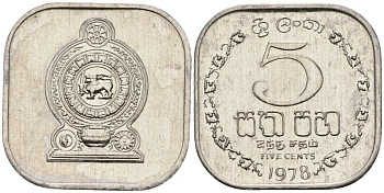 Шри-Ланка 5 центов 1978 KM 139a алюминий 4136-667