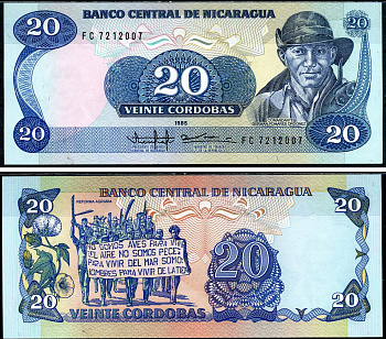 Никарагуа 20 кордоба 1985 Pick 152 бумага UNC (пресс) 6283-27-1-2