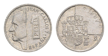 Испания 1 песета 1997 KM 832 алюминий 4632-339