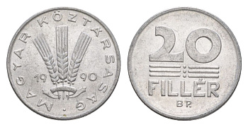 Венгрия 20 филлеров 1990 KM 676 алюминий aUNC 4632-357