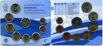 Словакия евронабор из 8 монет  плюс  жетон 2010 XXI Олимпиийские Зимние игры в Ванкувере, запайка. буклет  биметалл  UNC  1181-2-13