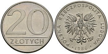 Польша 20 злотых 1986 Y 153.1 медно-никель 4168-832