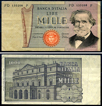 Италия 1000 лир 1981 Pick 101 h бумага 6285-37-2-1