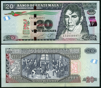 Гватемала 20 кетсалей 2023 Мариано Гальвес, подписание Закона о независимости Центральной Америки Pick 124  бумага  UNC (пресс) 446-16-1