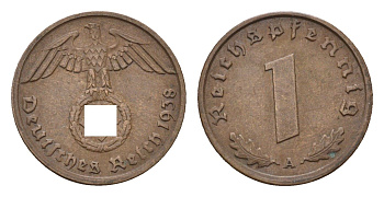 Германия 1 рейхспфенниг 1938 A KM 89, J. 361 бронза 4684-1146