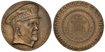 НИДЕРЛАНДЫ МЕДАЛЬ ND ЛЕЙТЕНАНТ-АДМИРАЛ ФЛОТА КОНРАД ЭМИЛЬ ЛАМБЕР (1886-1962) ГЕРОЙ ВОВ ДИАМЕТР 50ММ. ВЕС 56,76 ГР. бронза 1069-9-31