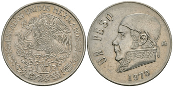 Мексика 1 песо 1970 Хосе Мария Морелос KM 460 медно-никель 81-535