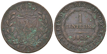 Сардинское королевство (Сардиния) 1 чентезимо 1826 KM 125 медь 4615-824