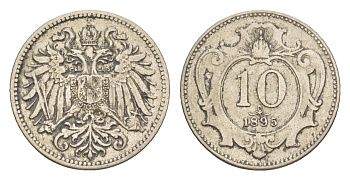 Австрия 10 геллеров 1895 Франц Иосиф I (1848-1916) KM 2802 никель 4613-247