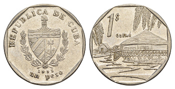 Куба 1 песо 1998 хижины Гуама KM 579 сталь плакированная никелем 4646-445