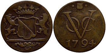 Нидерландская Восточная Индия 1 дуит 1794 Утрехт KM 111.1 медь 4397-336