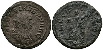 Римская Империя аврелианиан 283 - 285 Карин PRINCIPI IVVENTVT Тицин Very fine RIC 302 бронза 1073-6-97