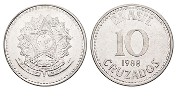 Бразилия 10 крузадо 1988 KM 607 нержавеющая сталь UNC 4642-1251