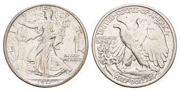 США 1/2 доллара (50 центов) 1917 S KM 142 серебро    5010-1734