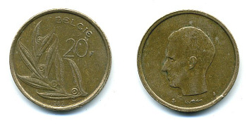 БЕЛЬГИЯ 20 ФРАНКОВ 1982 BELGIE KM 160 никель бронза 25-1626