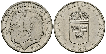Швеция 1 крона 2000 Карл XVI Густав (1973- ) KM 852а медно-никель 4138-815