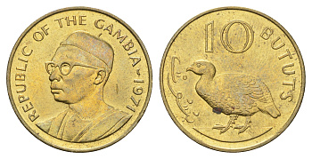Гамбия 10 бутутов 1971 год-тип KM 10 никель латунь UNC 4666-451