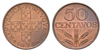 Португалия 50 сентаво 1978 KM 596 бронза UNC 4674-757